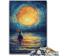 Puzzle da 1000 pezzi per adulti e ragazzi Coniglio sotto la luna Gioco educativo per famiglie con pezzi completamente interconnessi di forma casuale 50x75cm
