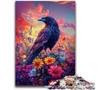 Puzzle da 1000 pezzi per adulti e ragazzi, corvi e fiori, giocattoli educativi per l'apprendimento, giochi per famiglie, gioco educativo per compleanno, Natale 26x38cm