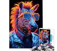 Puzzle da 1000 pezzi per adulti e ragazzi Cyberpunk Zebra Neon stimola la mente ideale per esercizi e rompicapo adatto a donne dai 14 anni in su (38x26cm)