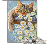 Puzzle da 1000 pezzi per adulti e ragazzi, Daisy e gatto, adatti a persone dai 14 anni in su Difficili da completare ma divertenti e spiritosi dimensioni 26x38cm