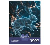 Puzzle Da 1000 Pezzi Per Adulti E Ragazzi Digital Rabbit in Cityscape Puzzle Per Adulti Giochi Rilassanti Decorazione Per La Casa Regali Unici Per Compleanno E Natale 38x26cm/1000pcs