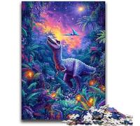 Puzzle da 1000 pezzi per adulti e ragazzi, dinosauri della foresta, per ammazzare il tempo durante le vacanze, con pezzi completamente interconnessi e di forma casuale (50x75cm)