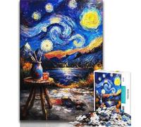 Puzzle da 1000 pezzi per adulti e ragazzi "Dipingere sotto il cielo notturno", puzzle da 1000 pezzi, regalo di compleanno, regali, arte murale per bambini dai 14 anni in su (dimensioni 75x50cm)
