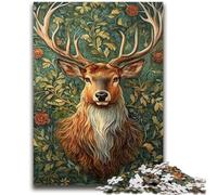 Puzzle da 1000 pezzi per adulti e ragazzi, dipinto a olio di cervi, antistress, sfida difficile, con poster abbinato e foglio di quiz, 26x38cm