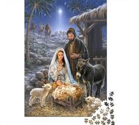 Puzzle da 1000 Pezzi per Adulti e Ragazzi Dipinto della Natività: Scena della Natività nella Stalla Giochi Educativi Decorazione Casa Puzzle per la Famiglia 38x26cm/1000 pezzi