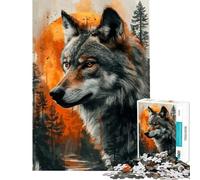 Puzzle da 1000 pezzi per adulti e ragazzi doppia esposizione lupo esercizio per il cervello regalo per donne gioco rompicapo per età dai 14 anni in su (38x26cm)