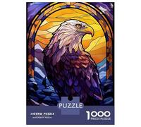 Puzzle Da 1000 Pezzi Per Adulti E Ragazzi Eagle Stained Glass Puzzle Per Adulti Giochi Rilassanti Decorazione Per La Casa Regali Unici Per Compleanno E Natale 70x50cm/1000pcs