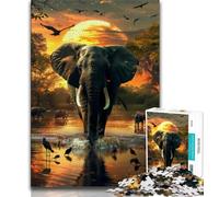 Puzzle da 1000 pezzi per adulti e ragazzi, elefanti africani, gioco stimolante, ideale come regalo per tutta la famiglia (75x50cm)