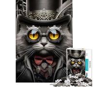 Puzzle da 1000 pezzi per adulti e ragazzi elegante gatto steampunk puzzle per ragazzi giocattolo decorativo da parete migliora la memoria difficile e stimolante (dimensioni 38x52cm)