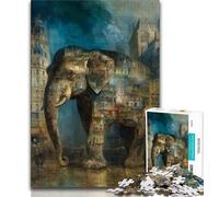 Puzzle da 1000 pezzi per adulti e ragazzi Elephant City 1000 pezzi per adulti, giochi educativi, decorazione per la casa, adatto per la decorazione della scrivania (dimensioni 75x50cm)