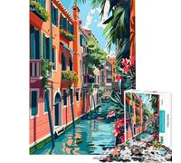 Puzzle da 1000 pezzi per adulti e ragazzi estate soleggiata a Venezia illustrazione artistica minimalista giocattolo educativo gioco pratico per divertimento in famiglia regalo di Babbo Natale segreto