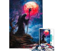 Puzzle da 1000 pezzi per adulti e ragazzi figura oscura sotto la luna di sangue gioco pratico regalo per donne compleanno e regali unici (dimensioni 38x52cm)
