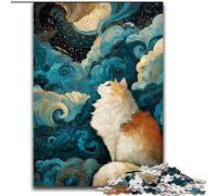 Puzzle da 1000 pezzi per adulti e ragazzi, gatto che guarda le stelle, adatto a persone dai 14 anni in su Difficile da completare ma divertente e spiritoso Ottimo regalo dimensioni 50x75cm