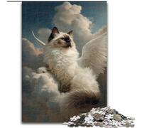 Puzzle da 1000 pezzi per adulti e ragazzi, gatto con le ali, adatto a persone dai 14 anni in su Difficile da completare ma divertente e spiritoso Ottimo regalo dimensioni 26x38cm