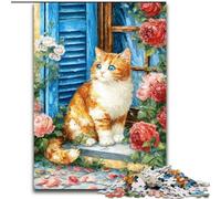 Puzzle da 1000 pezzi per adulti e ragazzi "Gatto davanti al negozio di fiori", adatto a persone dai 14 anni in su Difficile da completare ma divertente e spiritoso Ottimo regalo dimensioni 50x75cm