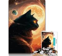 Puzzle da 1000 pezzi per adulti e ragazzi, gatto nero, nebulosa, giochi divertenti per famiglie, attività divertenti a casa, regalo di compleanno, regali da viaggio (38x26cm)