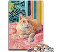 Puzzle da 1000 pezzi per adulti e ragazzi Gatto sdraiato sul divano Giochi educativi Decorazione per la casa Gioco educativo per compleanno, Natale 50x75cm