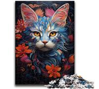 Puzzle da 1000 pezzi per adulti e ragazzi, gatto tra i fiori, per età 14+ Difficile da completare ma divertente e umoristico Ottimi regali e giocattoli 50x75cm