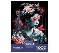 Puzzle Da 1000 Pezzi Per Adulti E Ragazzi Geisha Neon Cherry Blossom Puzzle Per Adulti Giochi Rilassanti Decorazione Per La Casa Regali Unici Per Compleanno E Natale 38x26cm/1000pcs