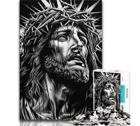 Puzzle da 1000 pezzi per adulti e ragazzi Gesù in bianco e nero puzzle da 1000 pezzi antistress sfida difficile regali di Babbo Natale segreto 75x50cm