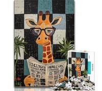 Puzzle da 1000 pezzi per adulti e ragazzi, giraffa che legge il giornale, puzzle per adulti, attività per famiglie, divertimento a casa, regalo di compleanno, regali di viaggio (dimensioni 75x50cm)