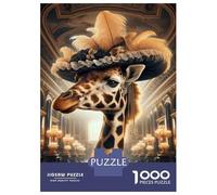 Puzzle Da 1000 Pezzi Per Adulti E Ragazzi Giraffe in Royal Hat Puzzle Per Adulti Gioco Rompicapo Decorazione Murale Compleanno E Regali Unici 70x50cm/1000pcs