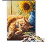 Puzzle da 1000 pezzi per adulti e ragazzi, Girasoli e Gatti, adatti a persone dai 14 anni in su Difficili da completare ma divertenti e spiritosi dimensioni 50x75cm