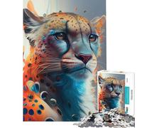 Puzzle da 1000 pezzi per adulti e ragazzi "Il coraggioso ghepardo" gioco intellettuale rilassante e antistress ideale come regalo (dimensioni 38x52cm)