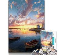 Puzzle da 1000 pezzi per adulti e ragazzi Il porto al tramonto Puzzle da 1000 pezzi, giocattolo educativo antistress Ottimi regali e giocattoli (dimensioni 38x26cm)
