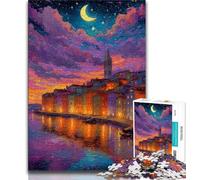 Puzzle da 1000 pezzi per adulti e ragazzi, Italia sotto il cielo notturno, giocattoli per l'intrattenimento della famiglia con poster abbinato e foglio di quiz 38x26cm