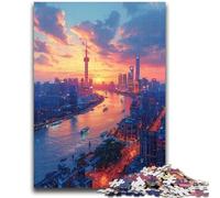 Puzzle da 1000 pezzi per adulti e ragazzi, la Torre delle Perle Orientali a Shanghai, sfida di intelligenza cerebrale, giocattoli avvincenti, regalo divertente per età 14+, 50x75cm