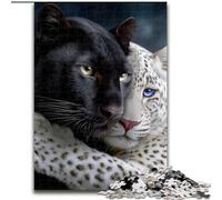 Puzzle da 1000 pezzi per adulti e ragazzi, leopardo bianco e nero, per bambini dai 14 anni in su, ideale come regalo per tutta la famiglia e gli amici dimensioni 26x38cm