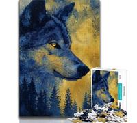 Puzzle da 1000 pezzi per adulti e ragazzi, Lupo nella foresta, antistress, per ammazzare il tempo, lista dei desideri con Babbo Natale (dimensioni 38x26cm)