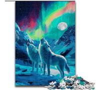 Puzzle da 1000 pezzi per adulti e ragazzi "Lupo sotto l'aurora boreale", giocattoli per l'intrattenimento in famiglia, ideali come regali per tutta la famiglia dai 14 anni in su (dimensioni 50x75cm)