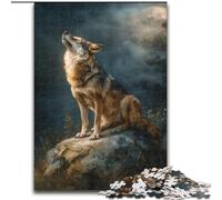 Puzzle da 1000 pezzi per adulti e ragazzi "Lupo sotto l'aurora boreale", giocattolo educativo intellettuale decomprimente, regalo di compleanno, regali, arte murale dimensioni 50x75cm