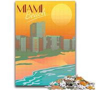 Puzzle da 1000 pezzi per adulti e ragazzi, Miami Beach, arte di viaggio, design vivace e unico, esperienza di gioco rilassante e stimolante (dimensioni 38x52cm)