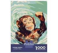 Puzzle Da 1000 Pezzi Per Adulti E Ragazzi Monkey Swimming in Water Digital Art Puzzle Per Adulti Giochi Divertenti Per Tutta La Famiglia Regali Di Compleanno E Unici 52x38cm/1000pcs