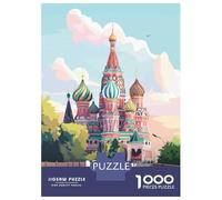 Puzzle Da 1000 Pezzi Per Adulti E Ragazzi Moscow, Russia St. Basils Cathedral Illustration Puzzle Per Adulti Giochi Divertenti Per Tutta La Famiglia Regali Di Compleanno E Unici 38x26cm/1000pcs
