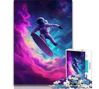 Puzzle da 1000 pezzi per adulti e ragazzi, motivo: astronauta che fa surf nello spazio, interessante per ridurre lo stress e interagire con i genitori (dimensioni 75x50cm)
