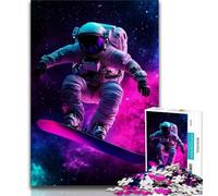 Puzzle da 1000 pezzi per adulti e ragazzi, motivo: astronauta che fa surf nello spazio, interessante per ridurre lo stress e interagire con i genitori (dimensioni 38x26cm)