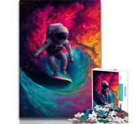 Puzzle da 1000 pezzi per adulti e ragazzi, motivo: astronauta che fa surf nello spazio, interessante per ridurre lo stress e interagire con i genitori (dimensioni 75x50cm)