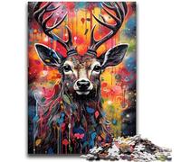 Puzzle da 1000 pezzi per adulti e ragazzi, motivo: cervi graffiti, per età 14+ Difficili da completare ma divertenti e spiritosi Ottimi regali e giocattoli 38x26cm