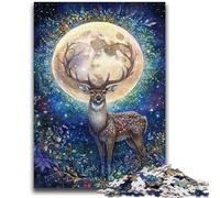 Puzzle da 1000 pezzi per adulti e ragazzi, motivo: cervi sotto la luna, puzzle da 1000 pezzi, ideale come regalo per tutta la famiglia, adatto per bambini di età compresa tra 38 e 14 anni (38x26cm)