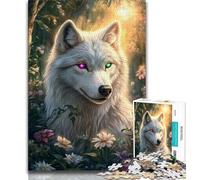 Puzzle da 1000 pezzi per adulti e ragazzi motivo fantasy giungla lupo bianco puzzle da 1000 pezzi per ammazzare il tempo durante le vacanze con pezzi completamente interconnessi e di forma casuale