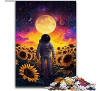 Puzzle da 1000 pezzi per adulti e ragazzi, motivo: girasole, astronauta, giocattoli educativi, giochi per famiglie, regali e compleanni unici (dimensioni 26x38cm)