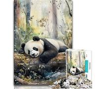 Puzzle da 1000 pezzi per adulti e ragazzi, motivo: panda che dorme in autunno, con poster abbinato e scheda di curiosità, per bambini dai 14 anni in su (dimensioni 38x26cm)