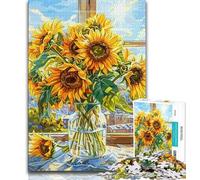 Puzzle da 1000 pezzi per adulti e ragazzi, motivo: rose e girasoli, decorazione artistica da parete e idea regalo di compleanno per amici, ufficio a casa (75x50cm)