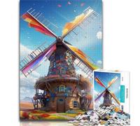 Puzzle da 1000 pezzi per adulti e ragazzi mulini a vento colorati puzzle da 1000 pezzi per ammazzare il tempo durante le vacanze con pezzi completamente interconnessi e di forma casuale 75x50cm