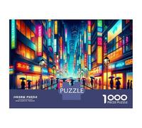Puzzle Da 1000 Pezzi Per Adulti E Ragazzi Neon Cityscape Rain Puzzle Per Adulti Gioco Pratico Un'opera D'arte Ideale Come Regalo 38x26cm/1000pcs