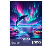 Puzzle Da 1000 Pezzi Per Adulti E Ragazzi Neon Dolphin Aurora Wall Art Print Puzzle Per Adulti Gioco Rompicapo Decorazione Murale Compleanno E Regali Unici 38x26cm/1000pcs